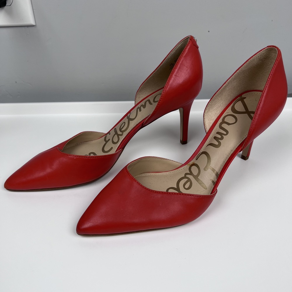 EUC-Sam Edelman, Red Tan, Closed Toe, Pointy Toe, Heel Only Pumps, Size 7.5 - Picture 2 of 9